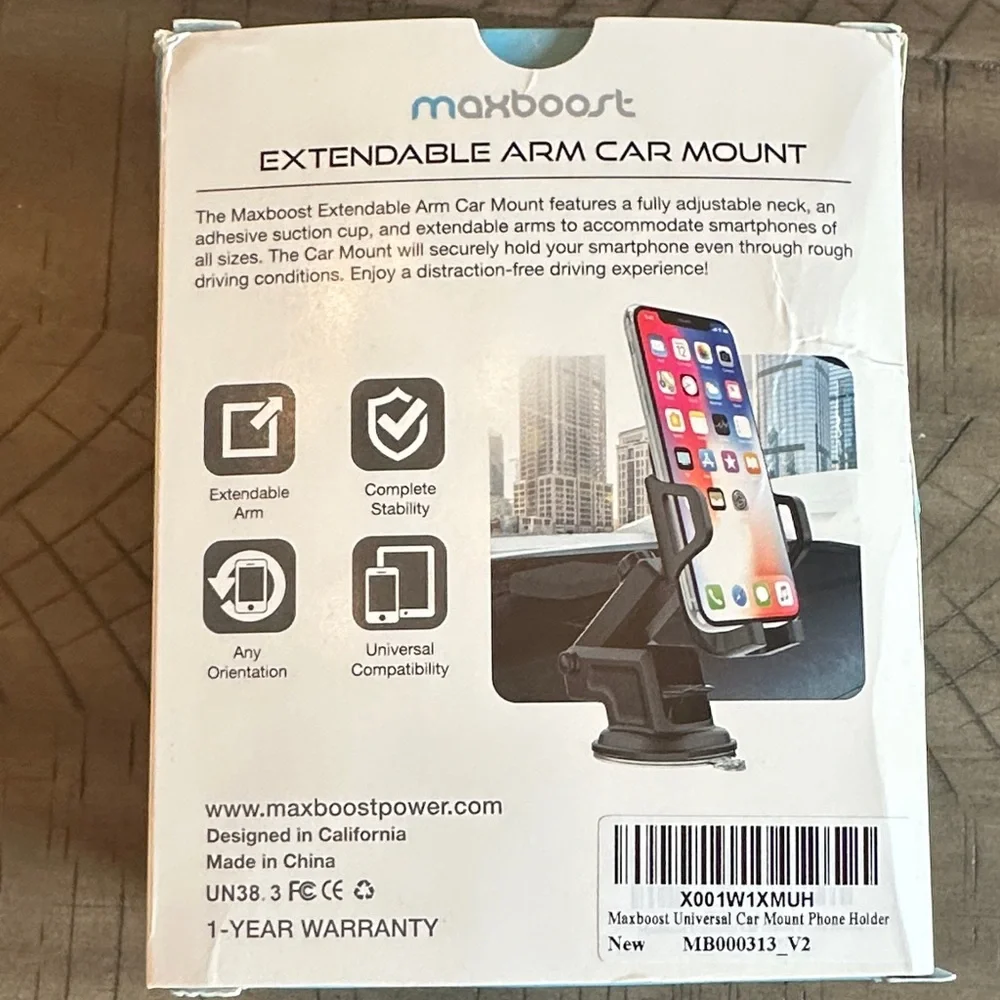 Maxboost Extendable Arm Car Mount for cell phone universal size